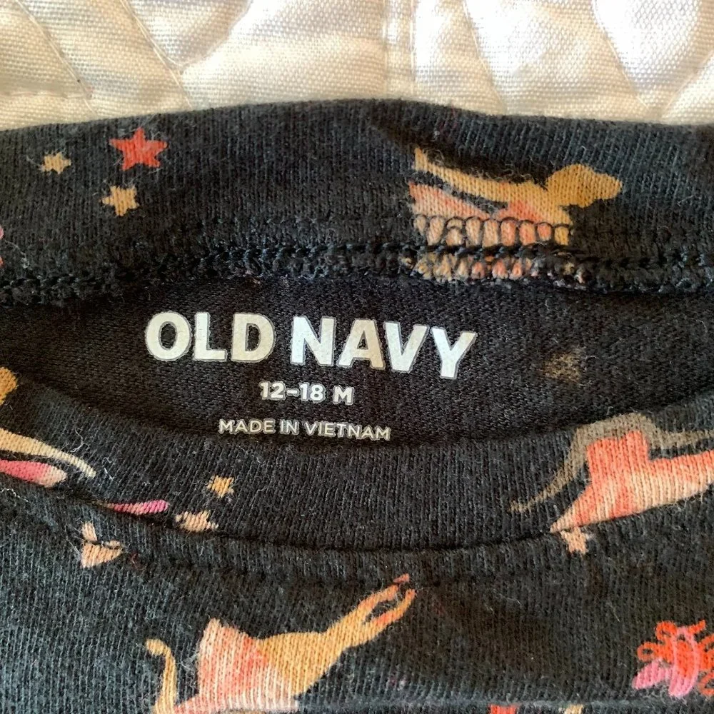 OLD NAVY Ballerina Print T-Shirt, Black, Size: ‎ Infant 12 - 18 mo.